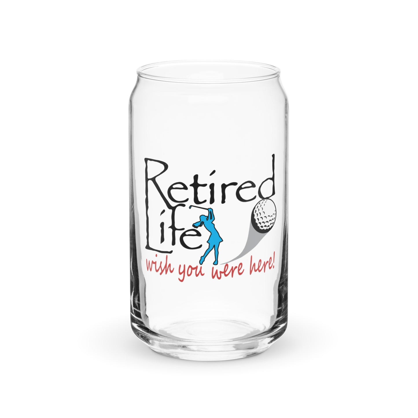 Can-shaped glass Lady Golfer