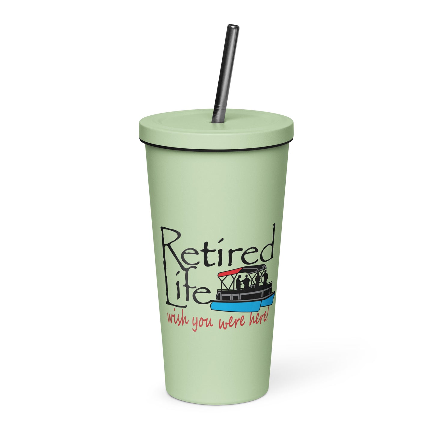 Insulated tumbler with a straw Pontoon Boat