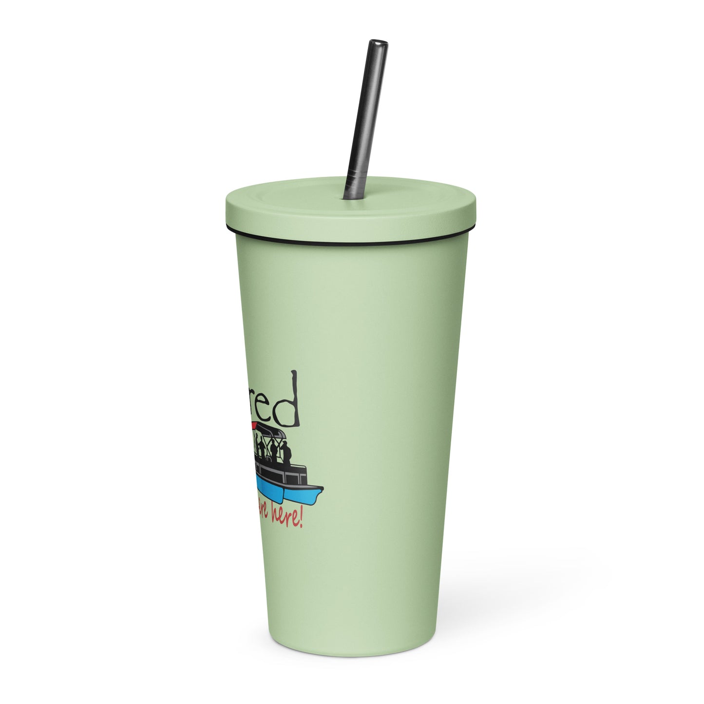 Insulated tumbler with a straw Pontoon Boat
