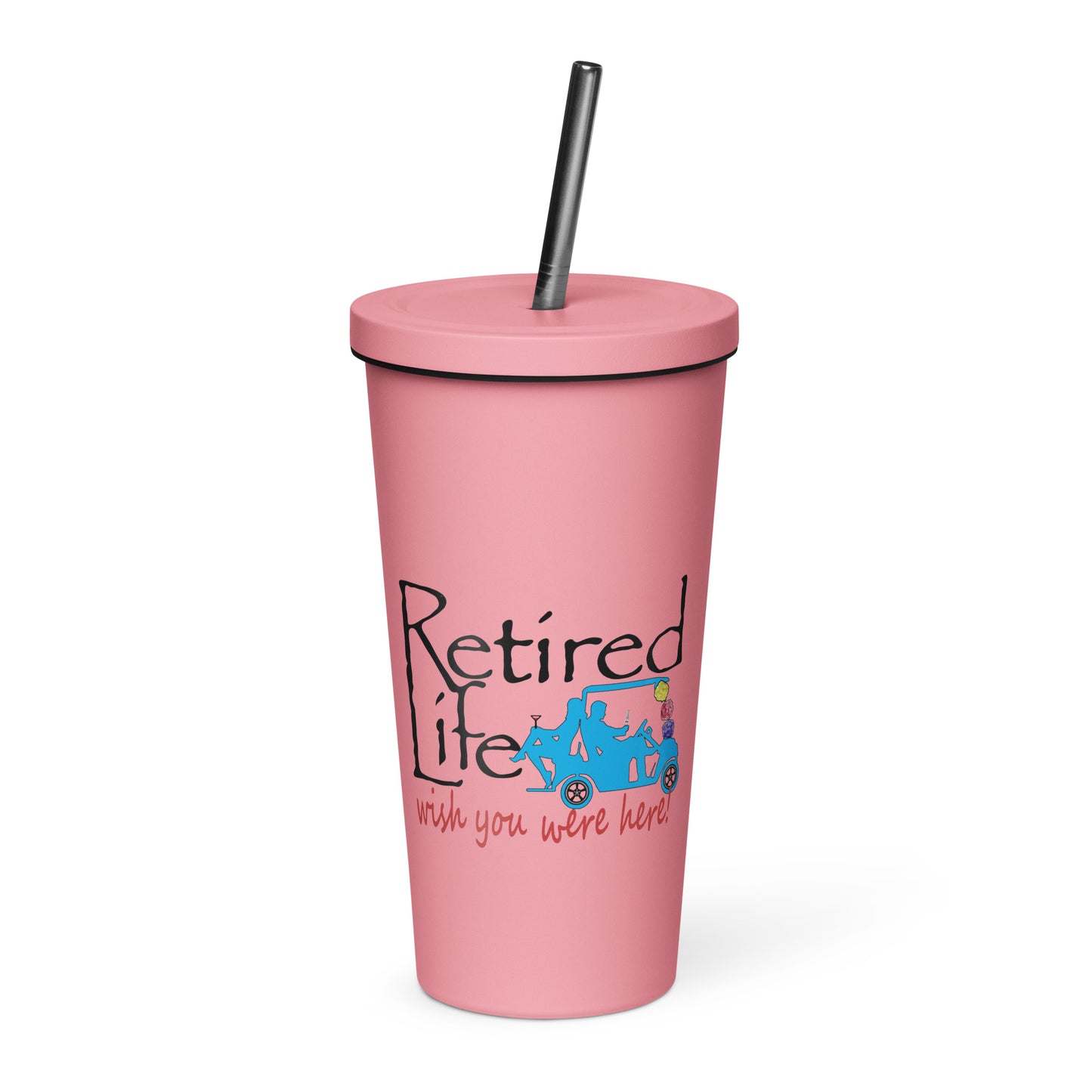 Insulated tumbler with a straw Cart - Loofahs Couple
