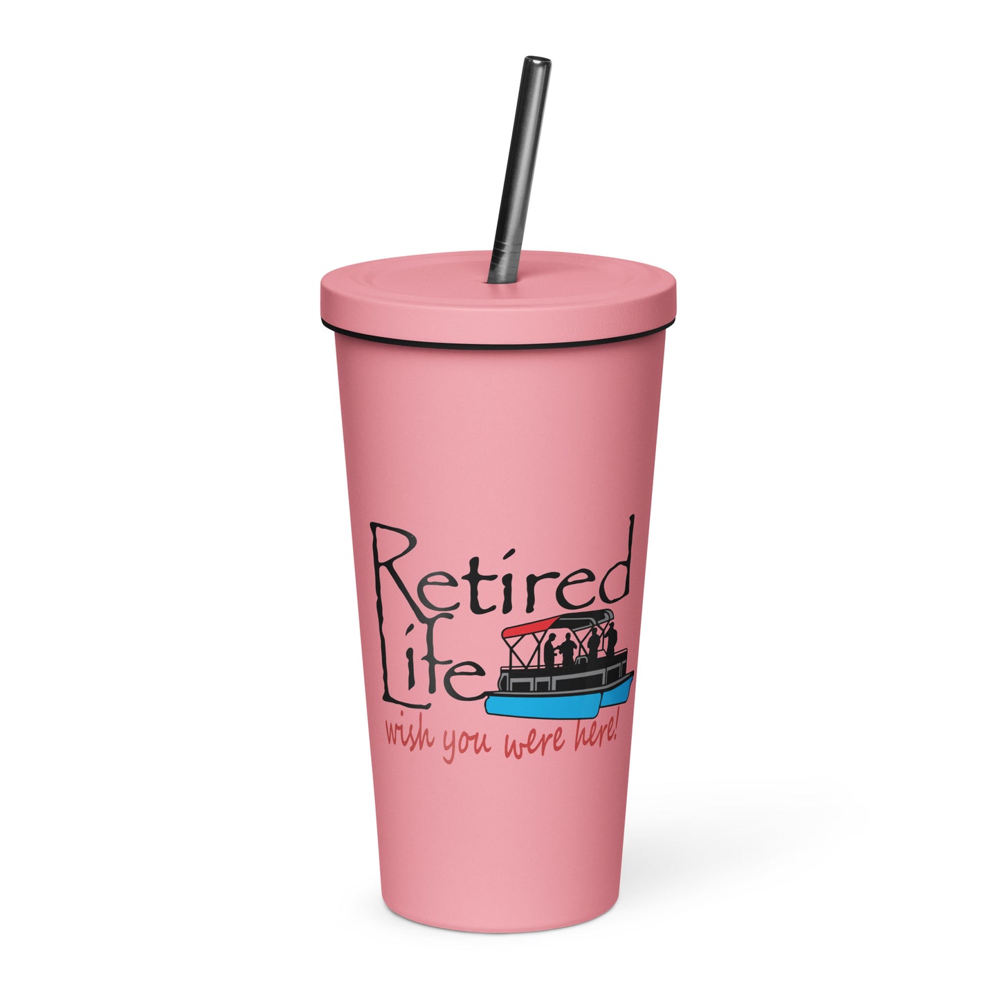 Insulated tumbler with a straw Pontoon Boat