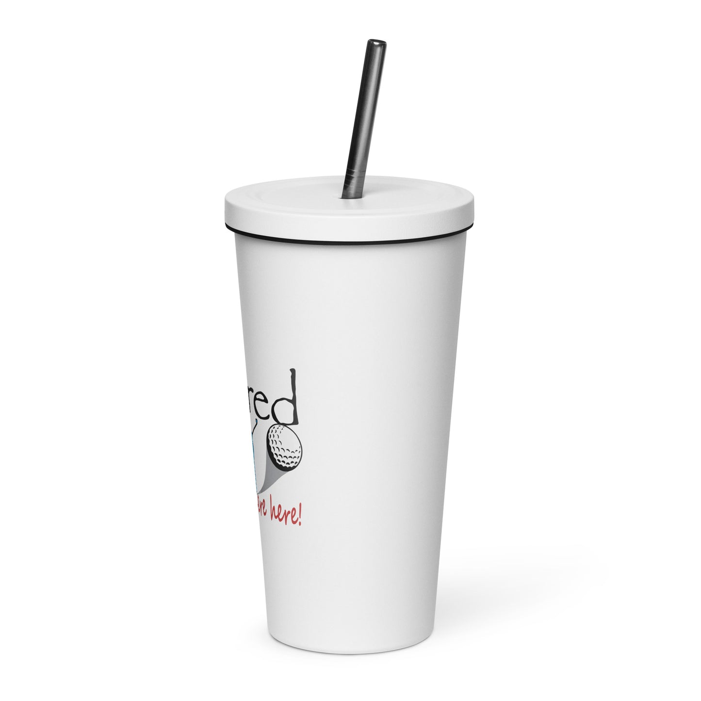 Insulated tumbler with a straw Man Golfer