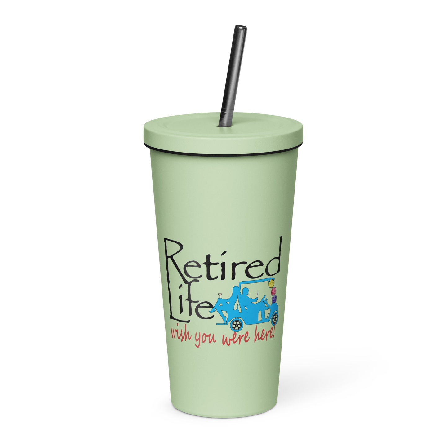 Insulated tumbler with a straw Cart - Loofahs Couple