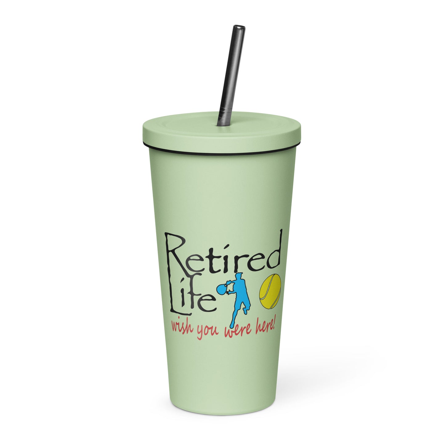 Insulated tumbler with a straw Man Tennis