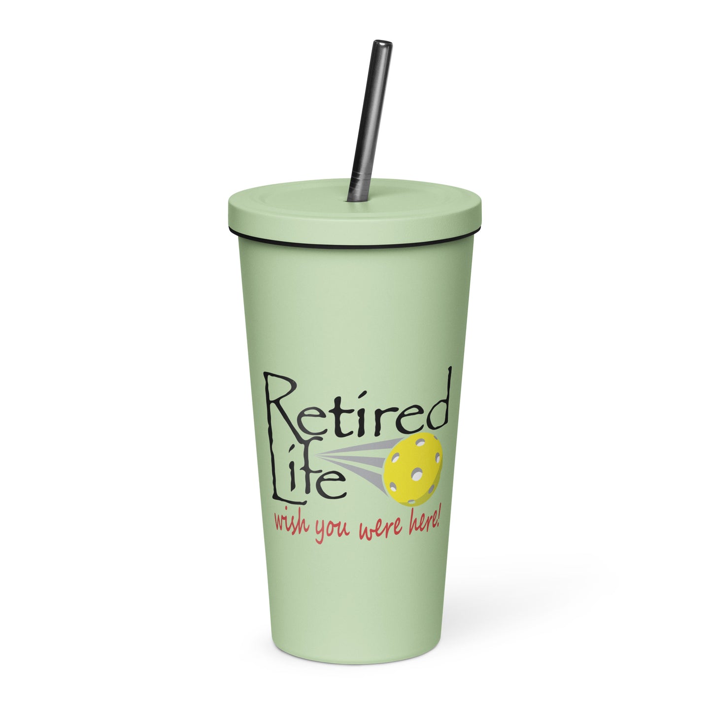Insulated tumbler with a straw Pickleball