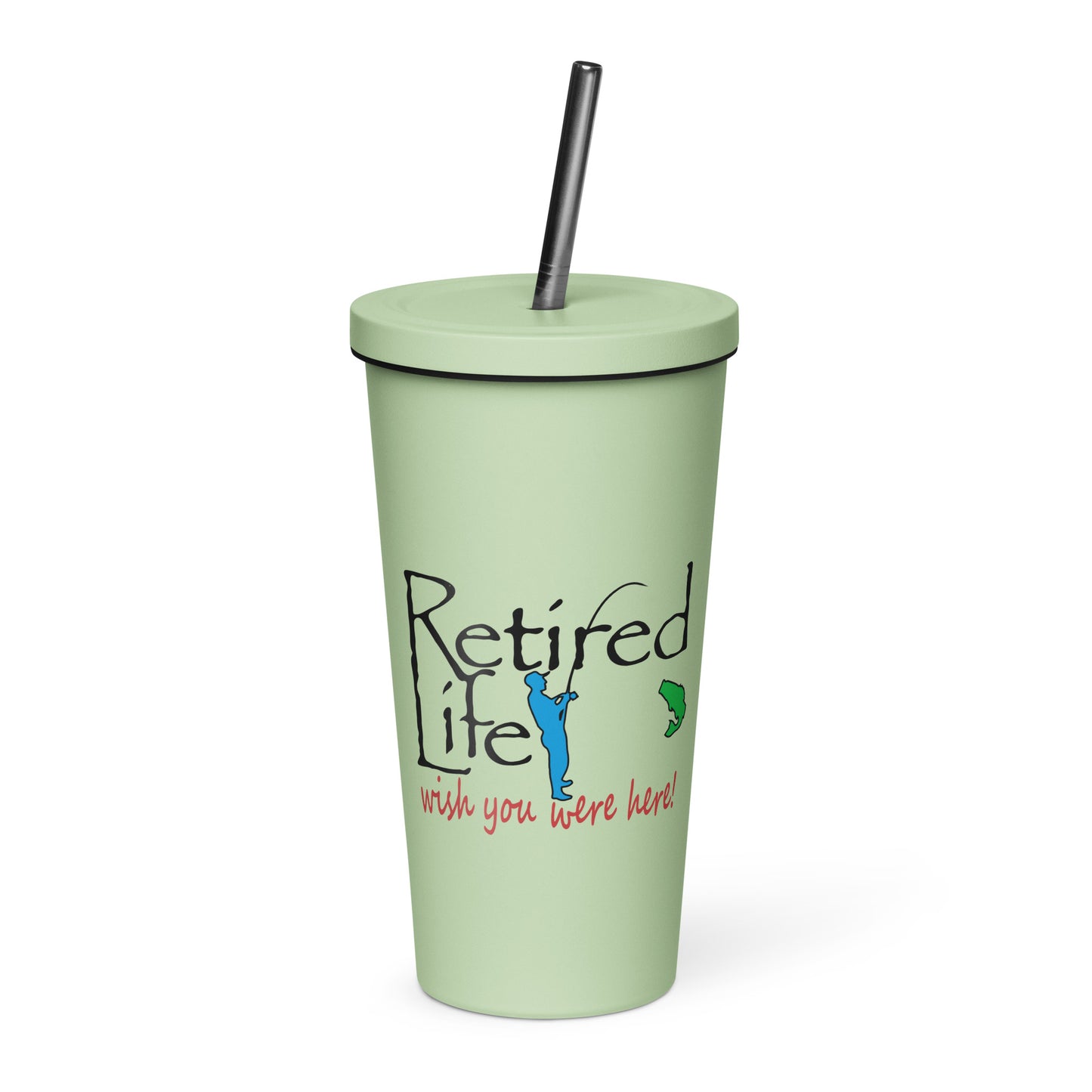 Insulated tumbler with a straw Fishing