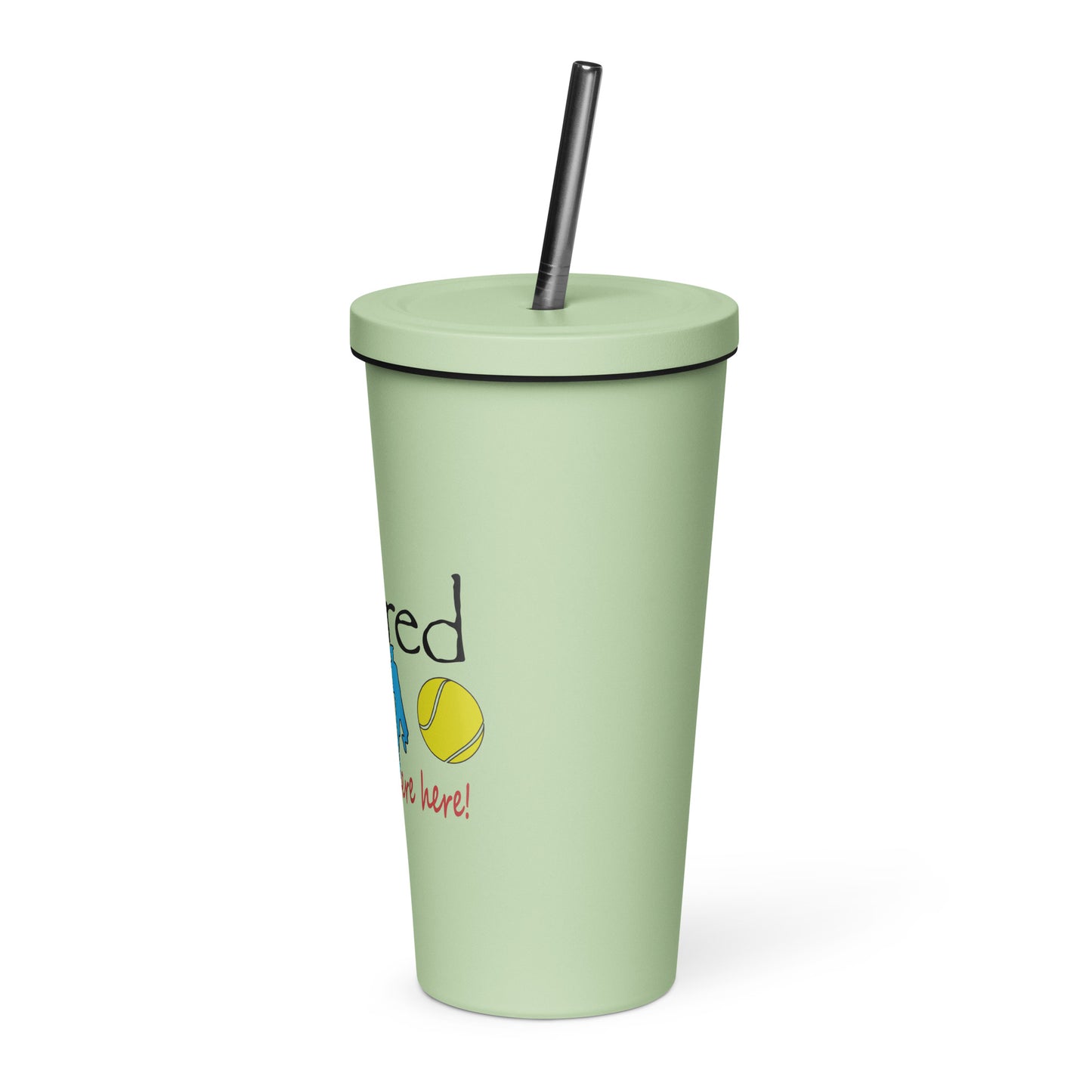 Insulated tumbler with a straw Man Tennis