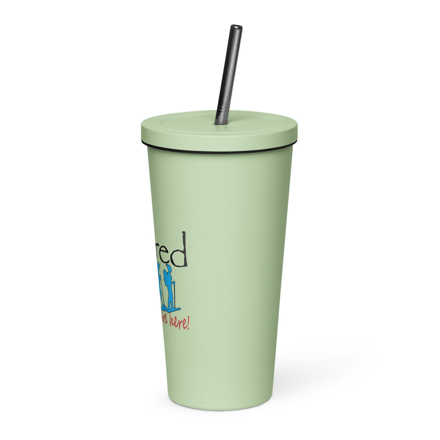 Insulated tumbler with a straw Hiking Couple