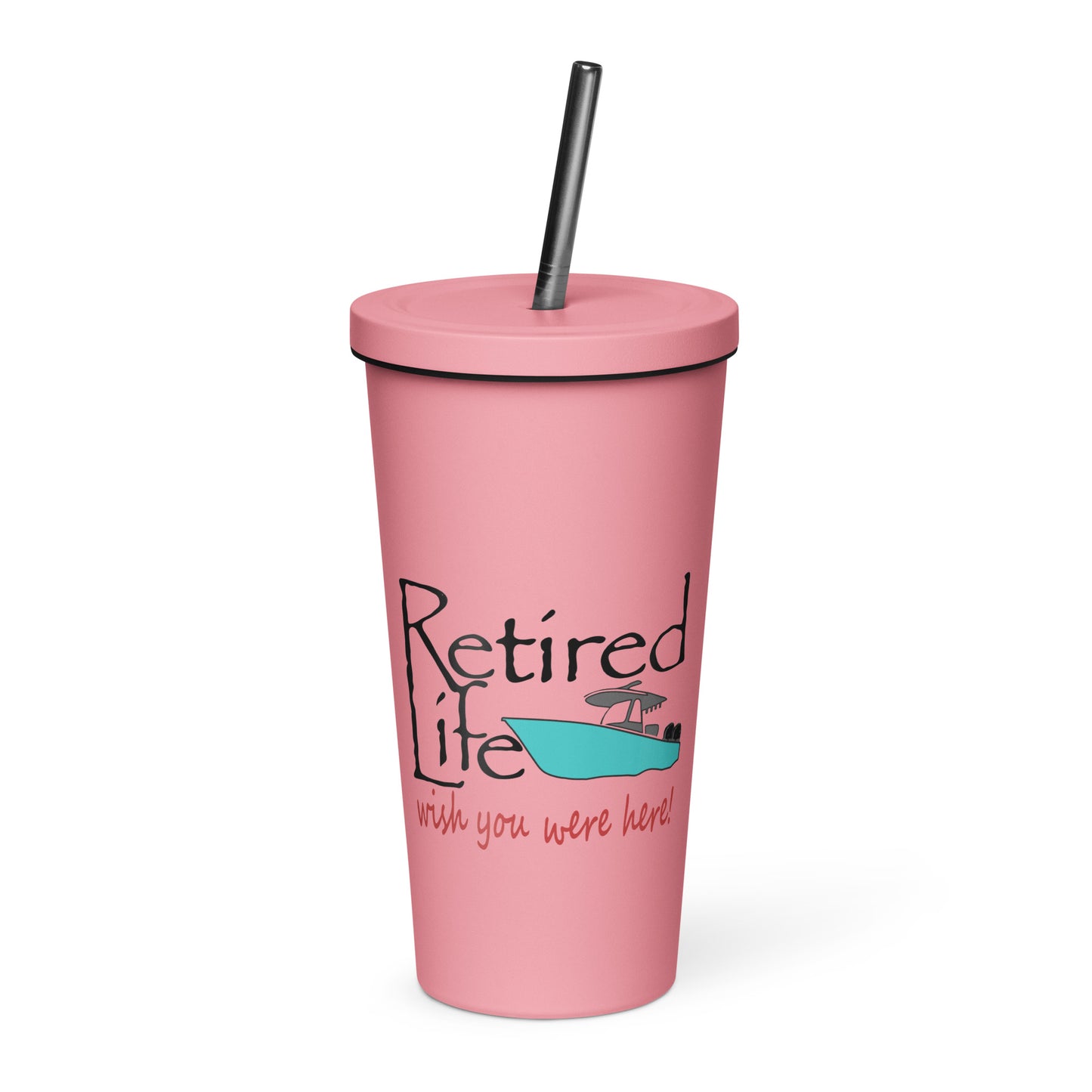 Insulated tumbler with a straw Center Console Boat