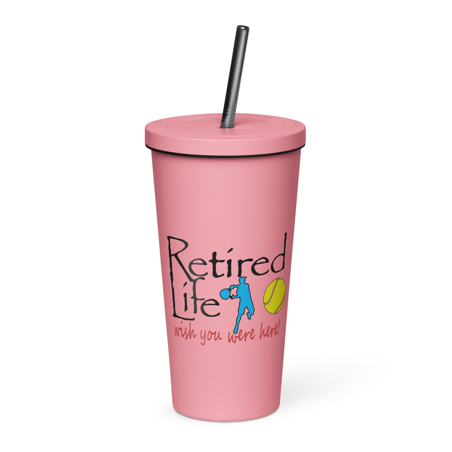 Insulated tumbler with a straw Man Tennis