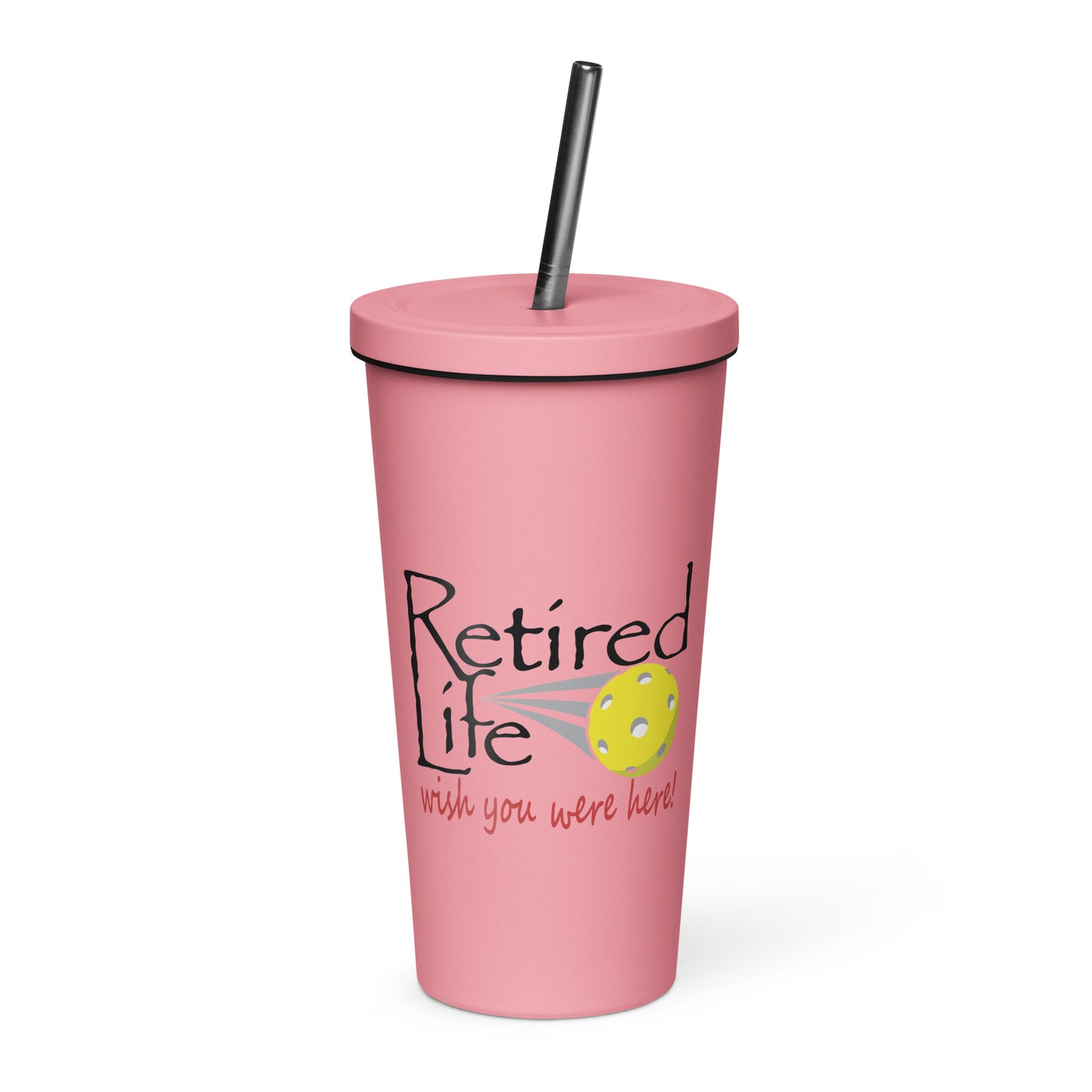 Insulated tumbler with a straw Pickleball