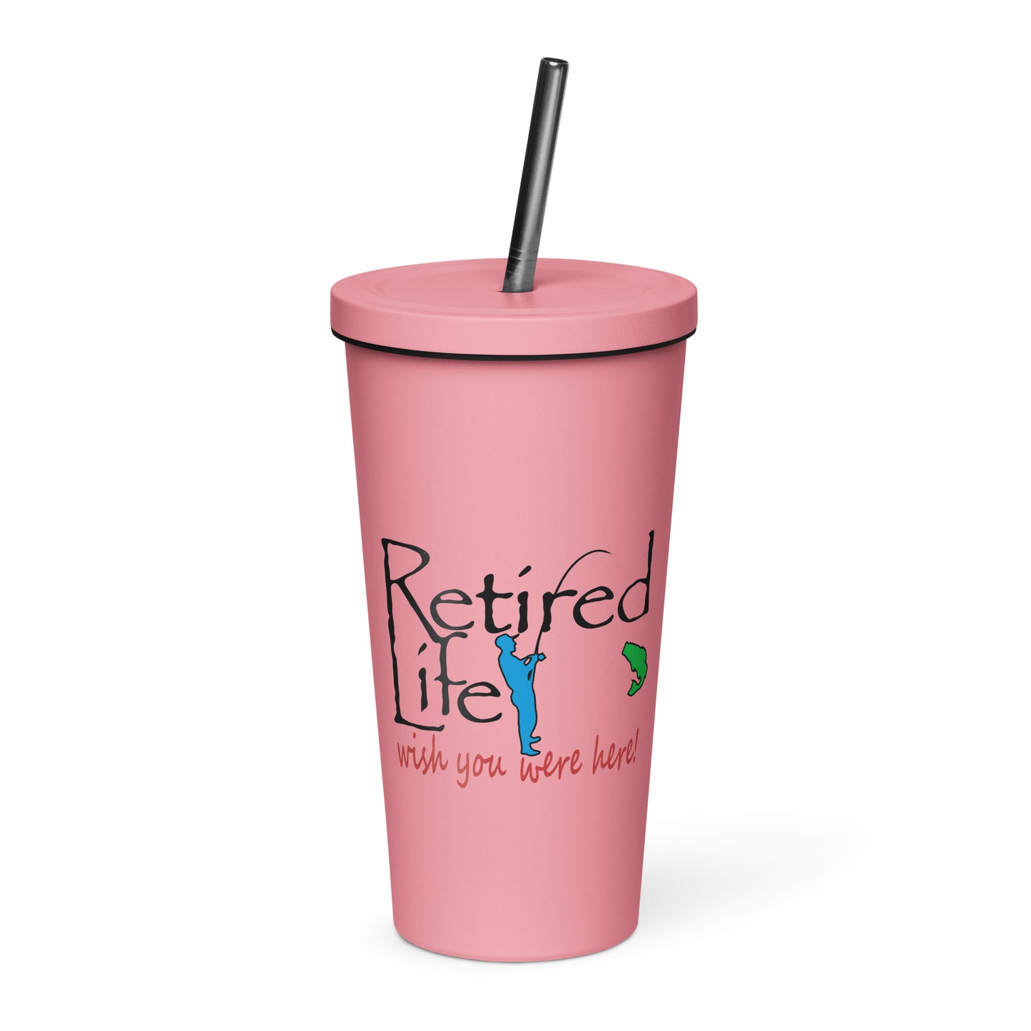 Insulated tumbler with a straw Fishing