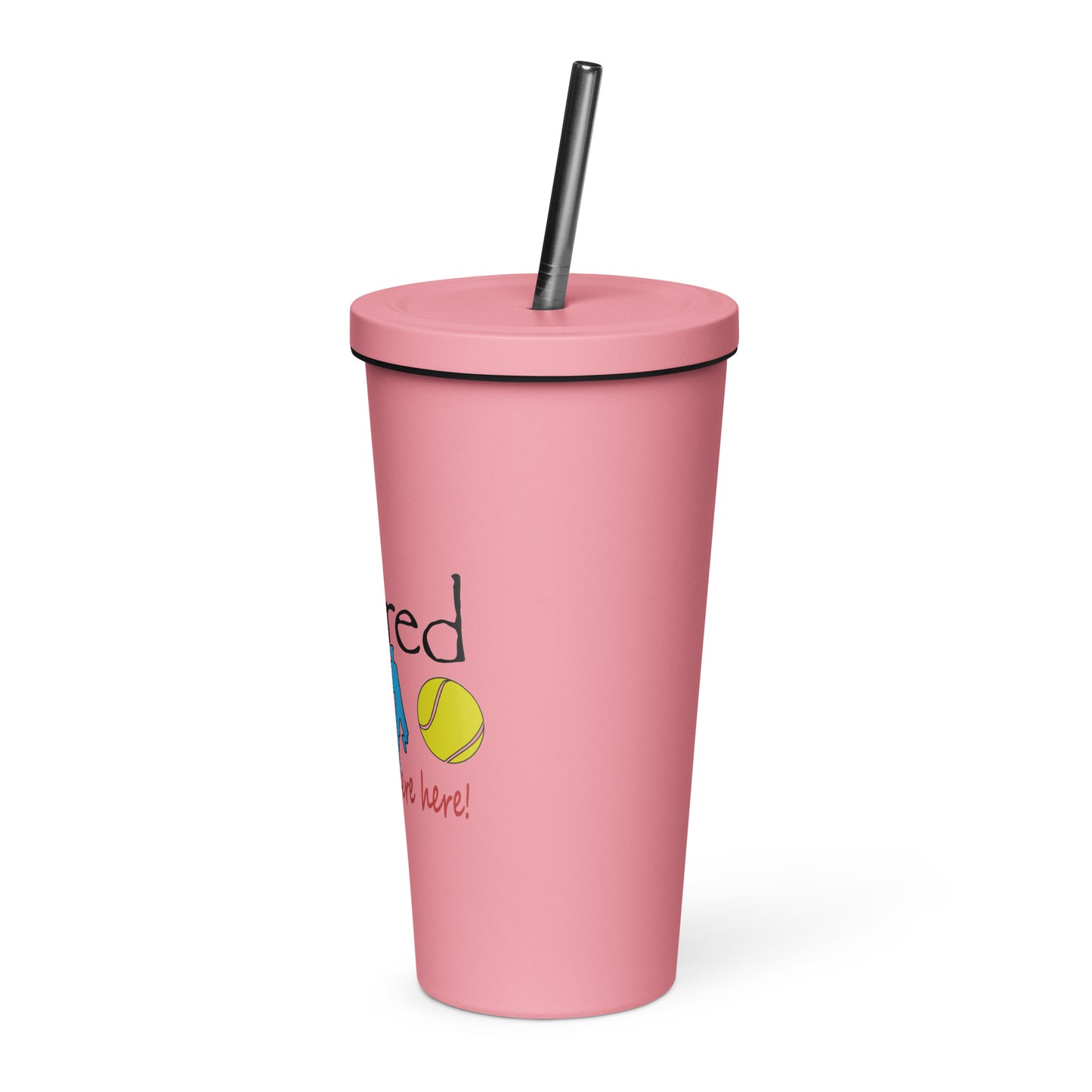 Insulated tumbler with a straw Man Tennis