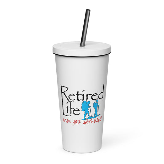 Insulated tumbler with a straw Hiking Couple