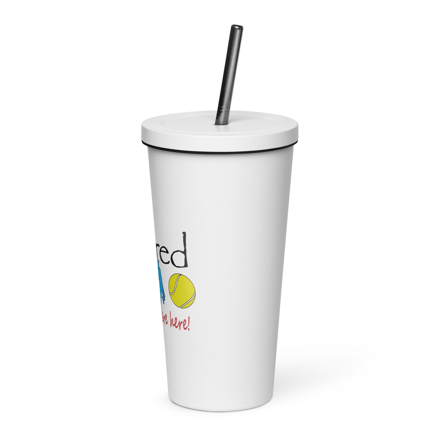 Insulated tumbler with a straw Man Tennis