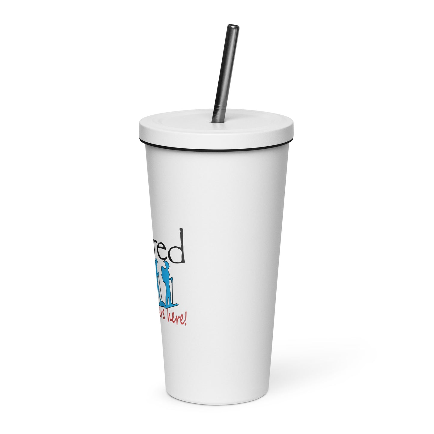 Insulated tumbler with a straw Hiking Couple