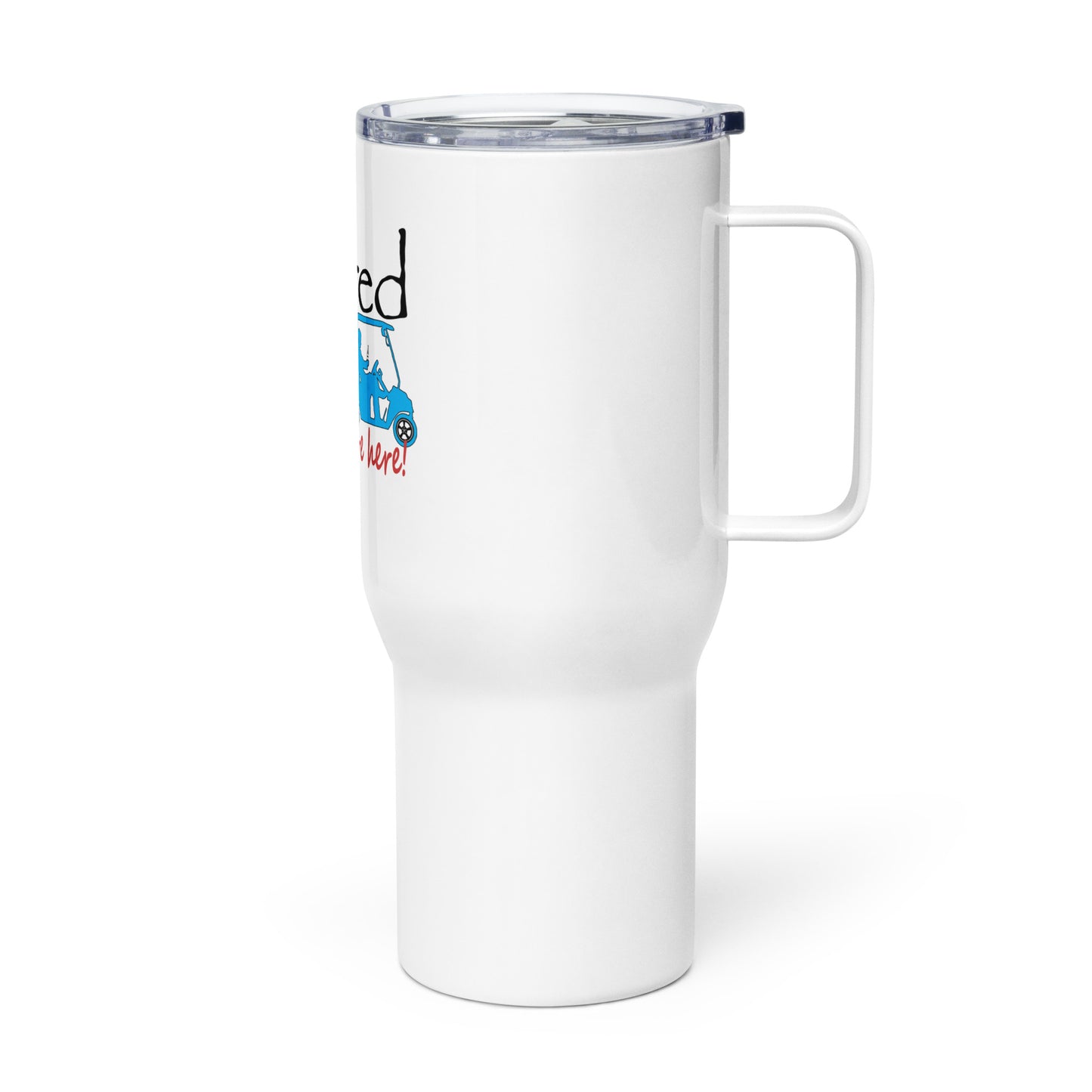 Travel mug with a handle Golf Cart Couple