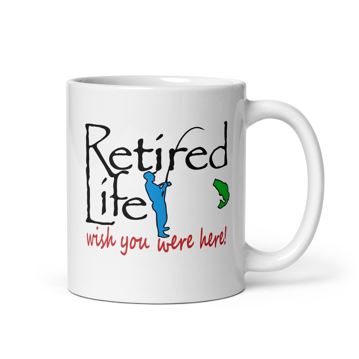 White glossy mug Fishing