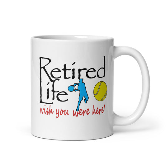 White glossy mug Man Tennis