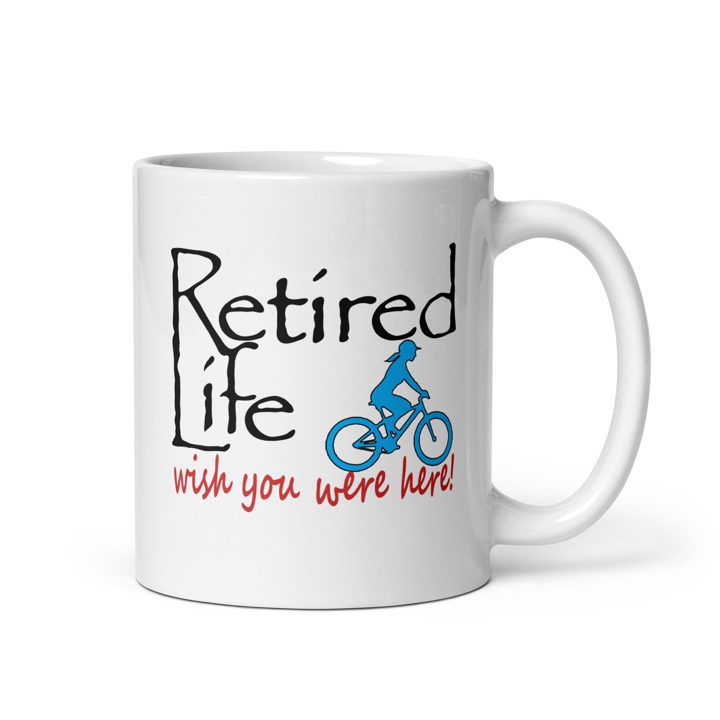 White glossy mug Mountain Bike Lady