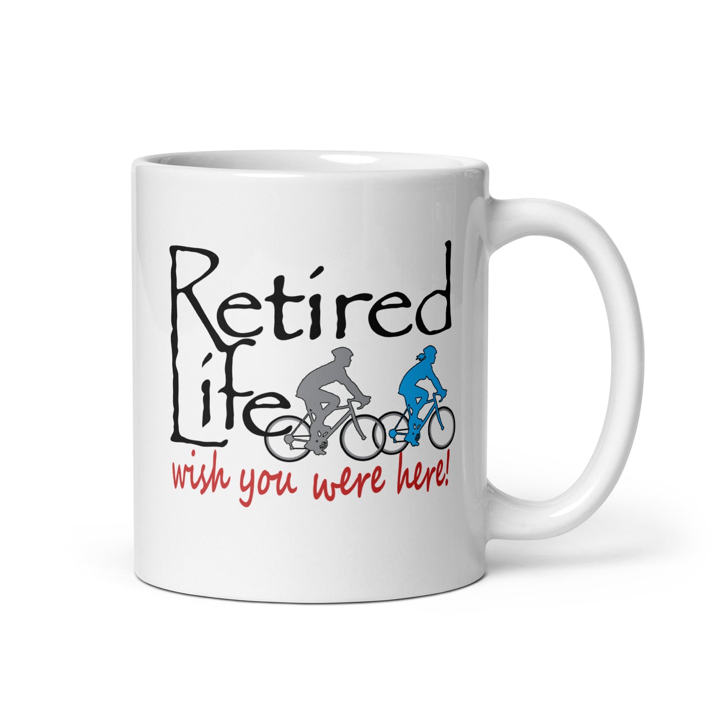 White glossy mug Road Bike Couple